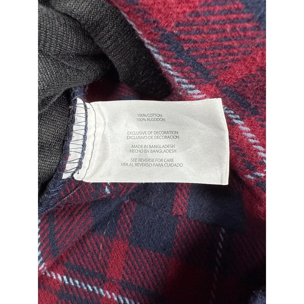 Orvis XXL Heavy Flannel Coat Shirt Red Blue Plaid Long Sleeve‎ Button  Pockets